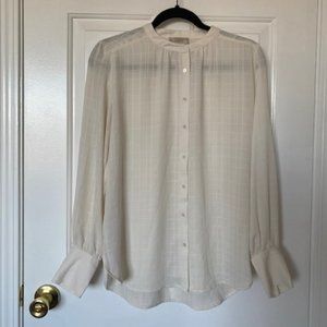 Cream Blouse with Fun Line Details!